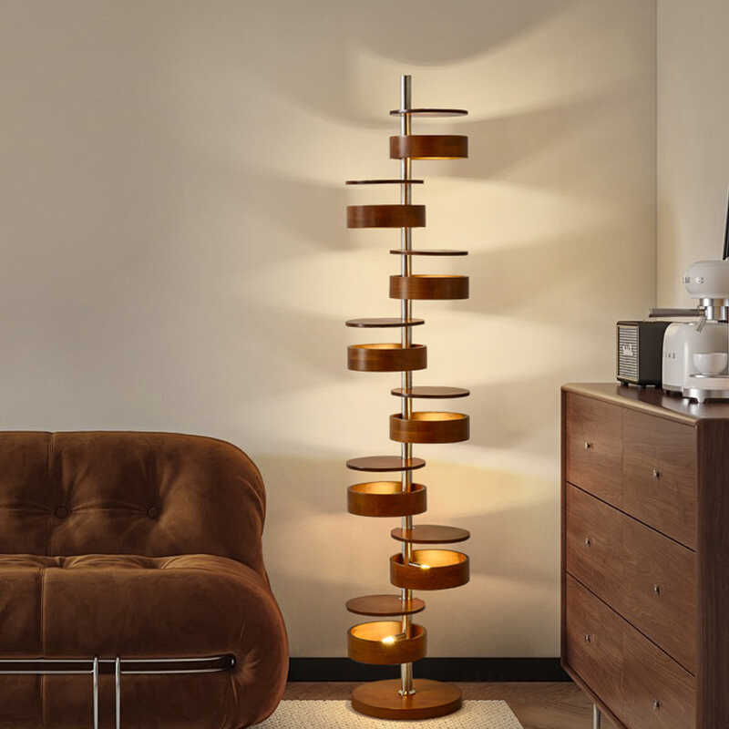Spiral Floor Lamp with Multiple Light Discs