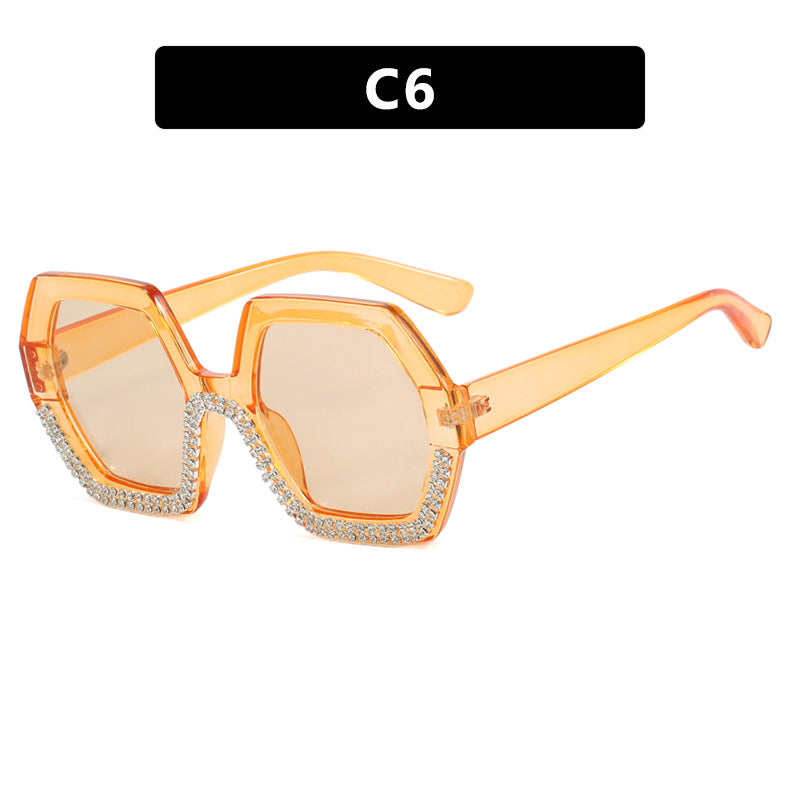 Women's extravagant sunglasses with hexagonal frame and rhinestone accents Stornfield