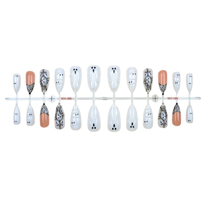 Artistic Ghost-Themed Press-On Nail Set Stornfield