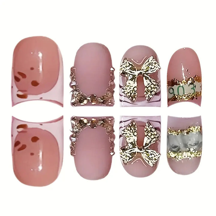 Decorative Gold-Accented Press-On Nail Art Stornfield