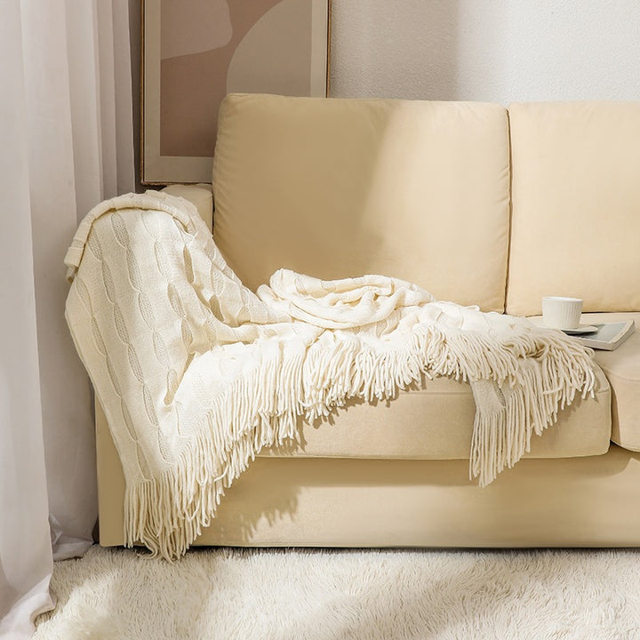 Textured Fringe Throw Blanket
