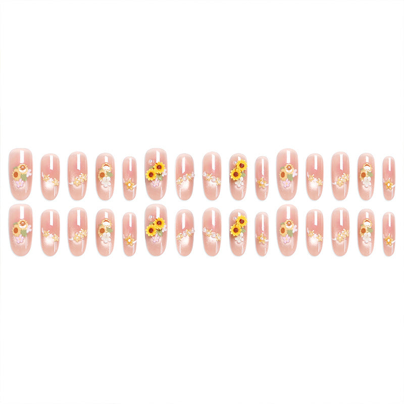 Artificial Nail Set with Luxurious Floral Decorations Stornfield