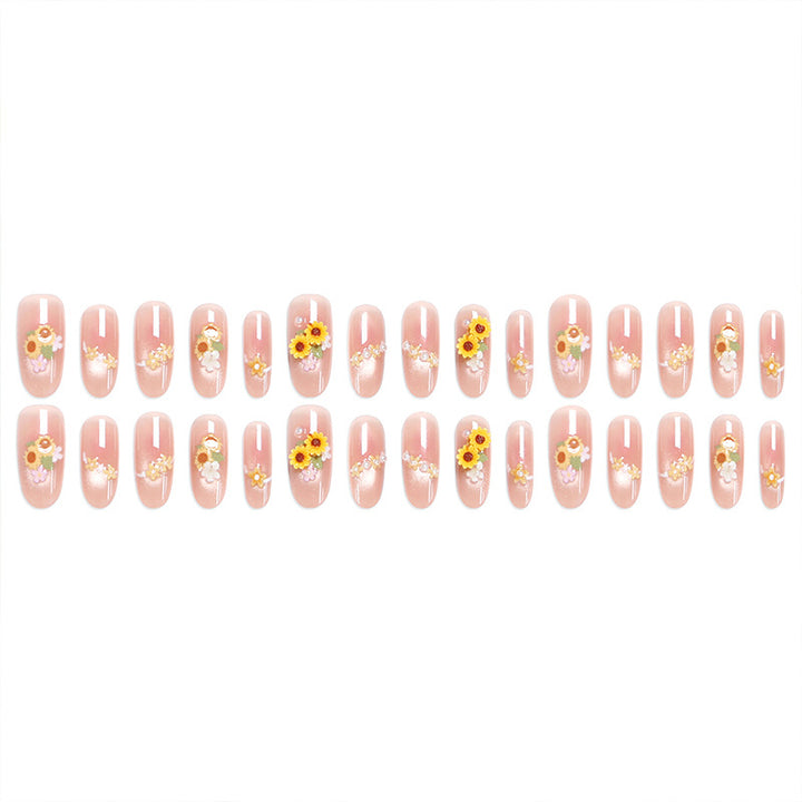 Artificial Nail Set with Luxurious Floral Decorations Stornfield
