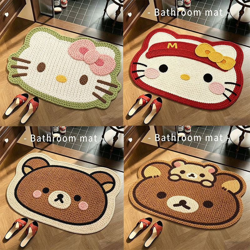 Bear-Shaped Plush Bathroom Mat