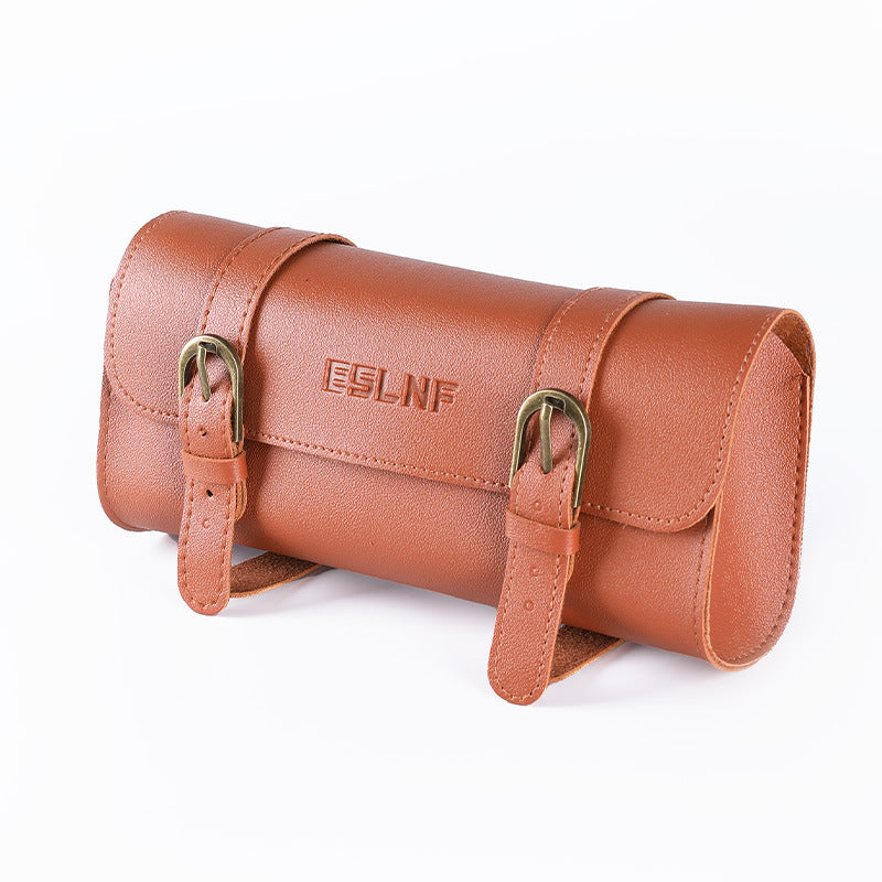Vintage Leather Tool Roll Bike Handlebar Bag Stornfield