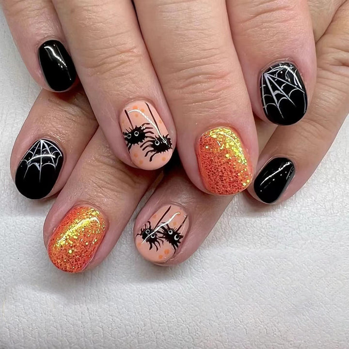 Halloween Themed Spider and Web Nail Art Stornfield
