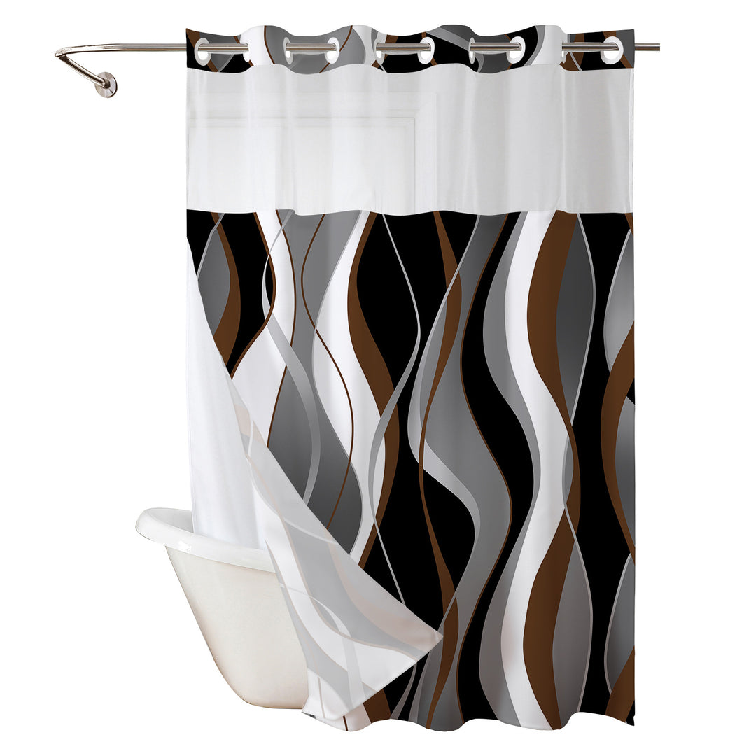 Modern Abstract Wave Pattern Shower Curtain Stornfield
