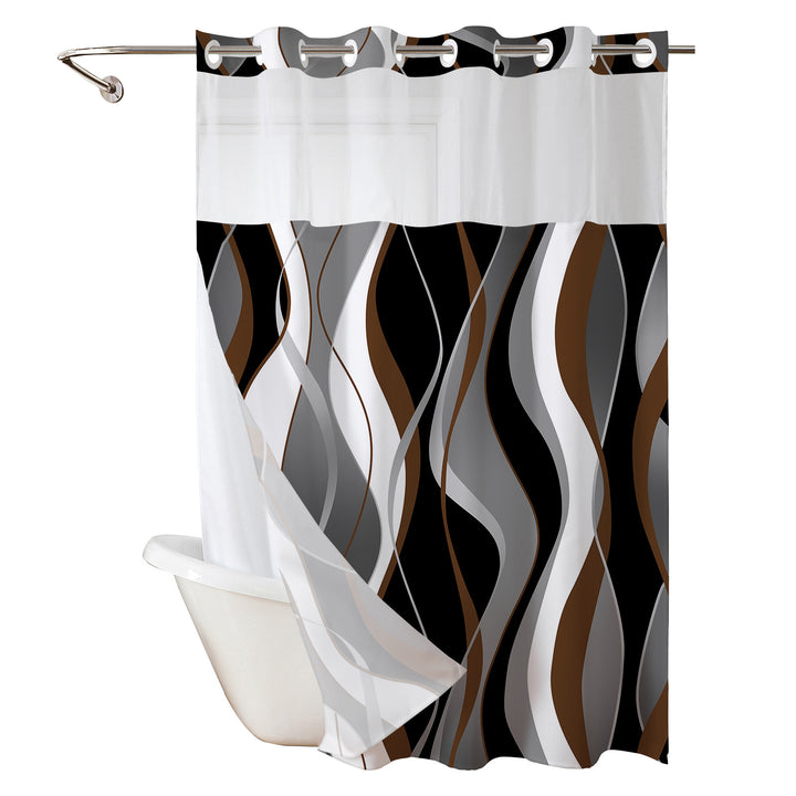 Modern Abstract Wave Pattern Shower Curtain Stornfield