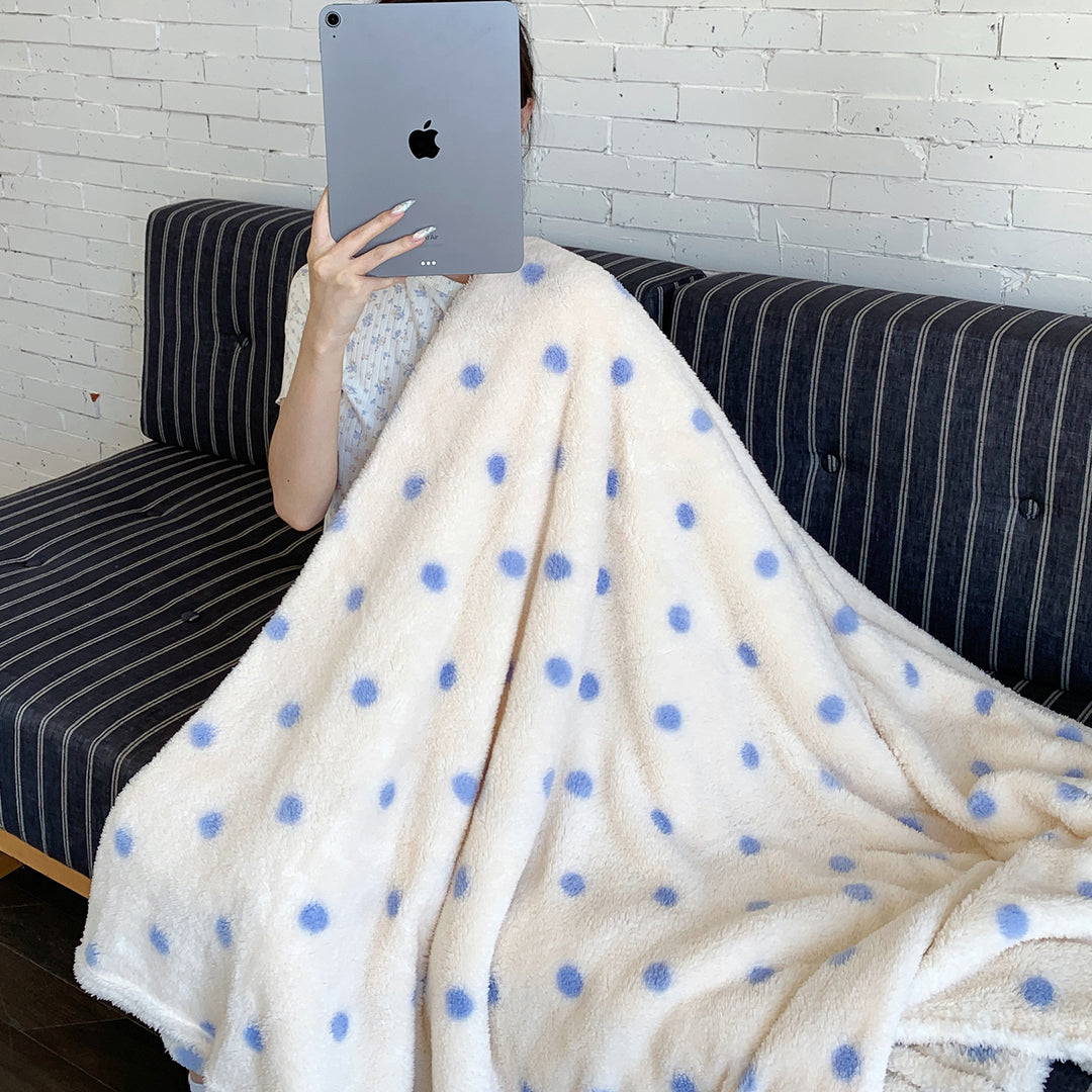 Plush Oversized Sherpa Polka Dot Throw Blanket