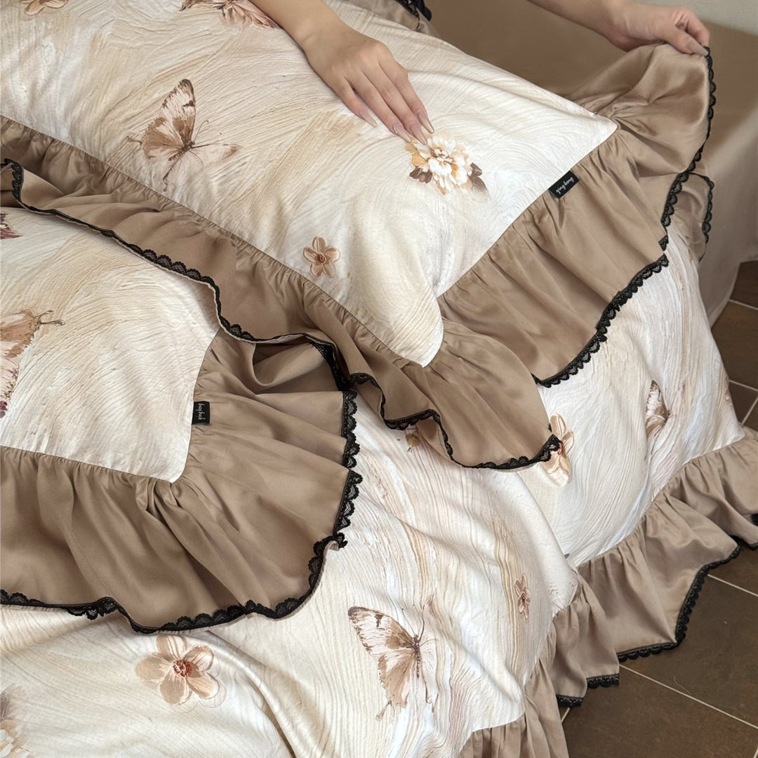 Decorative Ruffled Butterfly Bedding Set