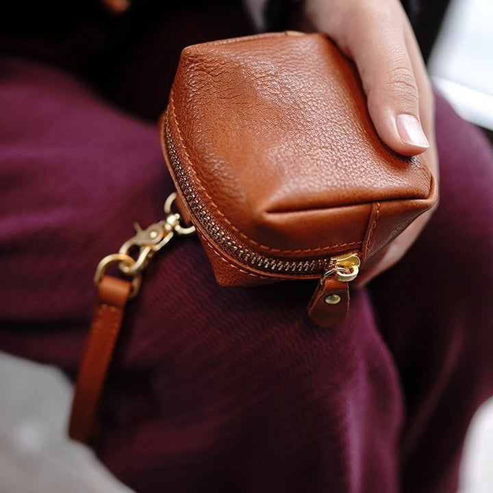 Compact Genuine Leather Coin Purse
