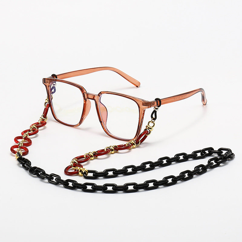 Fashionable Square Frame Glasses with Decorative Chain Stornfield
