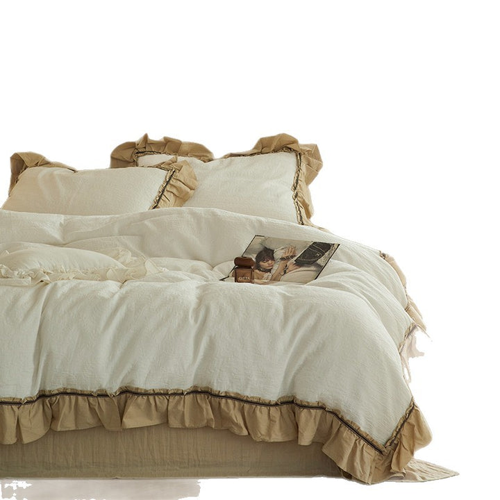 Ruffled Linen-Blend Duvet Cover Set with Frilled Edge and Euro Shams