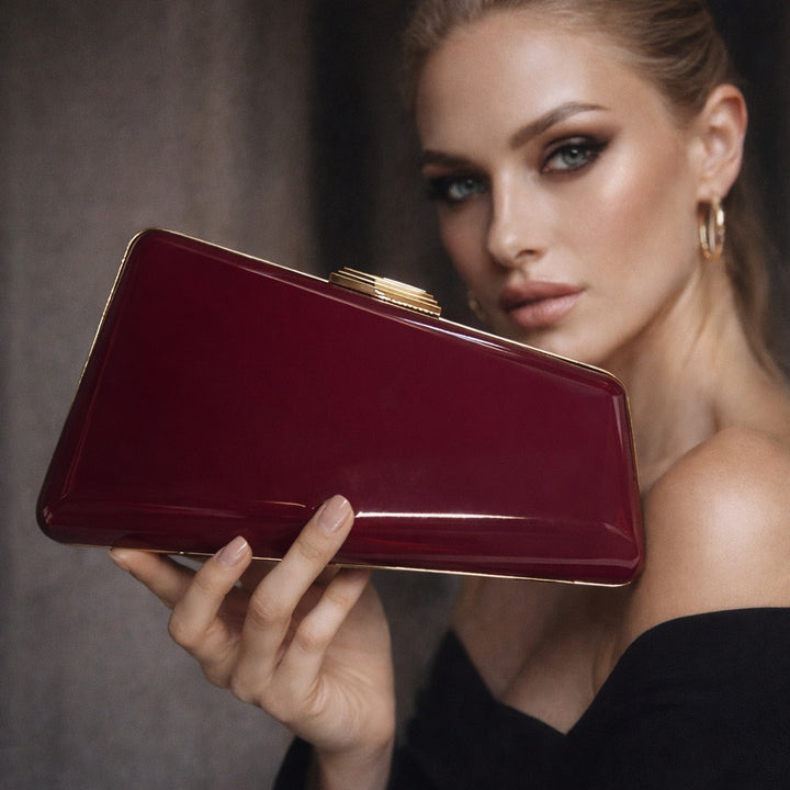 Faux Leather Snakeskin Evening Clutch