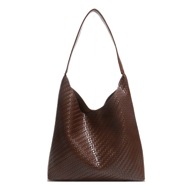 Woven Vegan Leather Hobo Bag