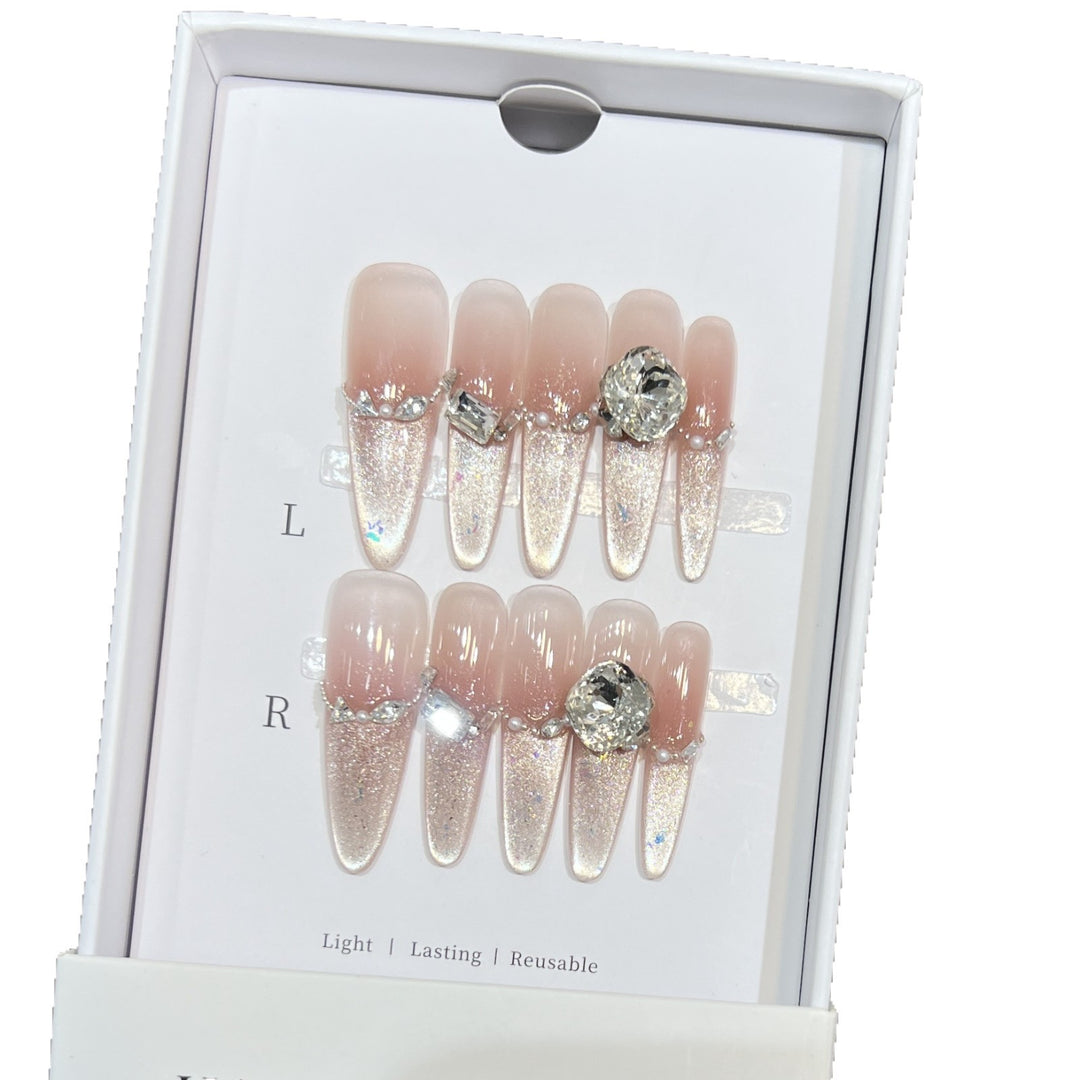 Decorative Stiletto Press-On Nail Art Set with Rhinestone Details Stornfield