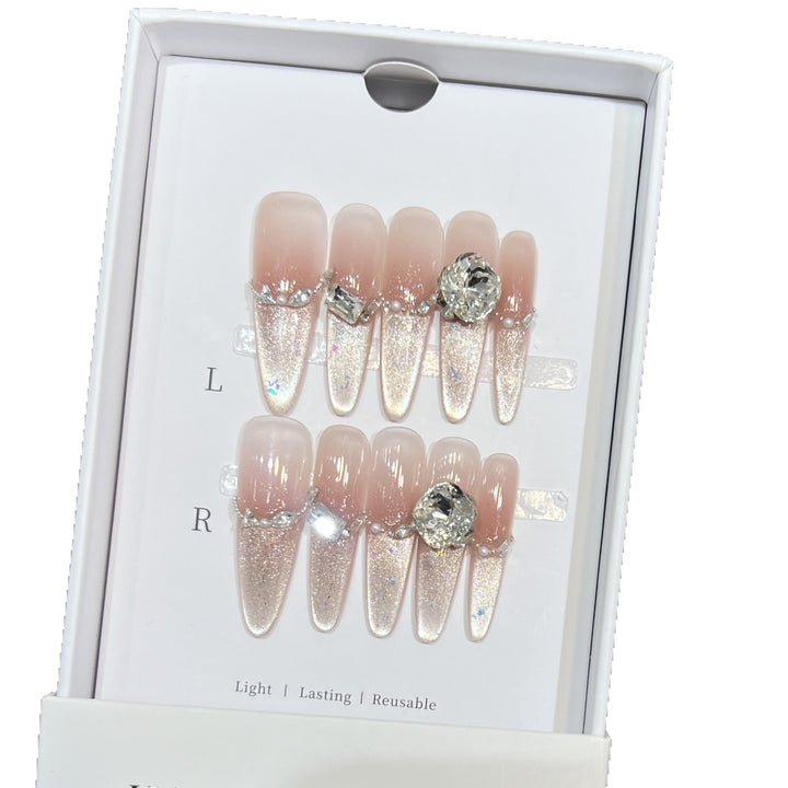 Decorative Stiletto Press-On Nail Art Set with Rhinestone Details Stornfield