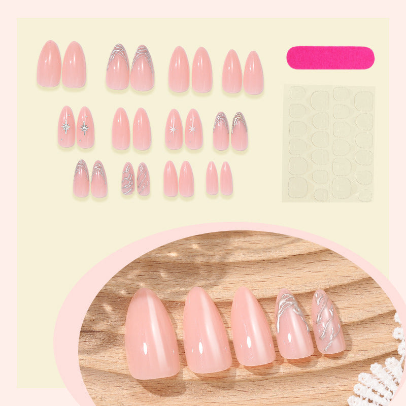 Creative Nail Art Set with Delicate Flower and Glitter Accents Stornfield