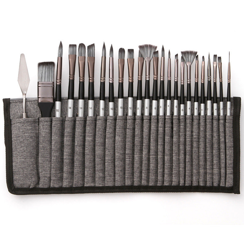 Brush set 24-piece with roll-up case and palette knife | Stornfield