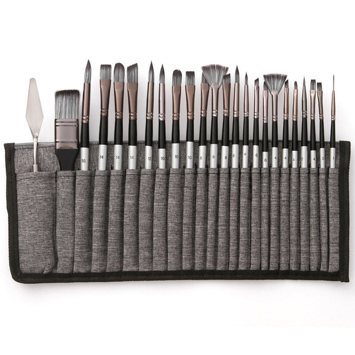 Brush set 24-piece with roll-up case and palette knife | Stornfield