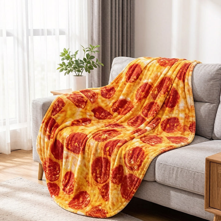 Pizza-Themed Round Fleece Blanket