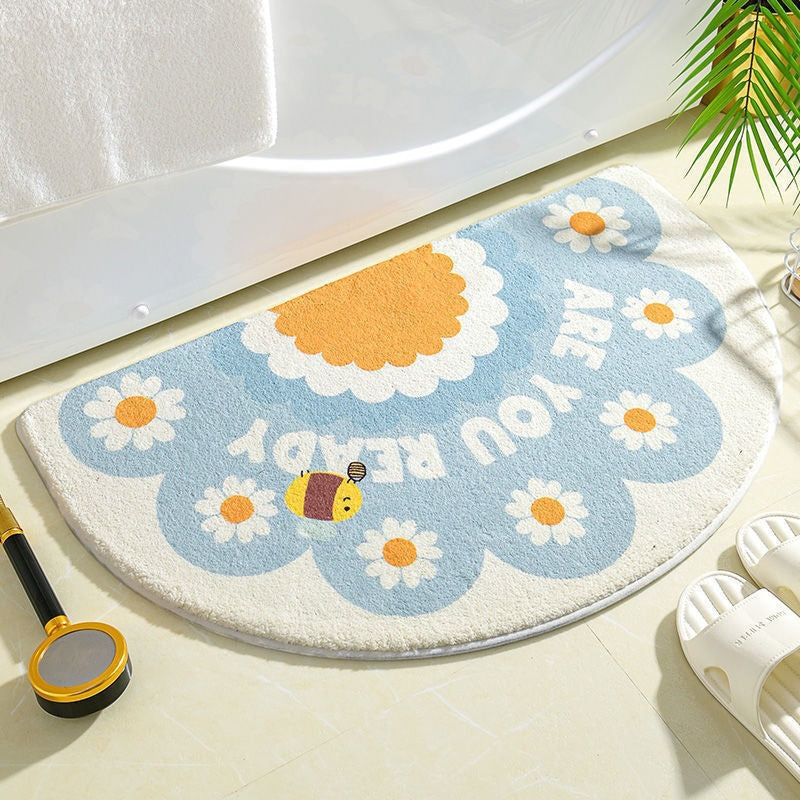 Floral Print Bathroom Mat for Home