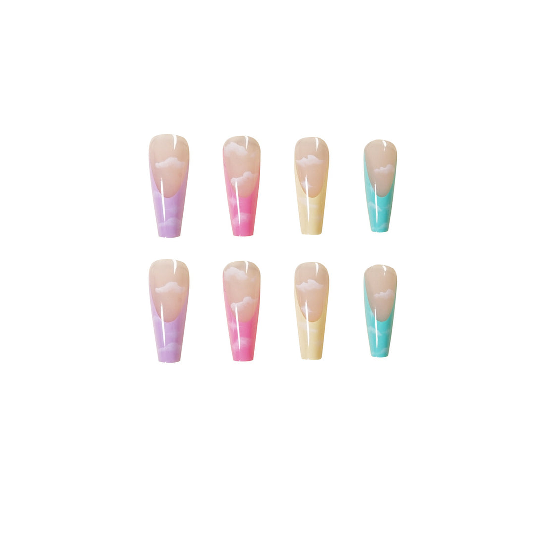 Artistic Acrylic Nails with Cloud Design Stornfield