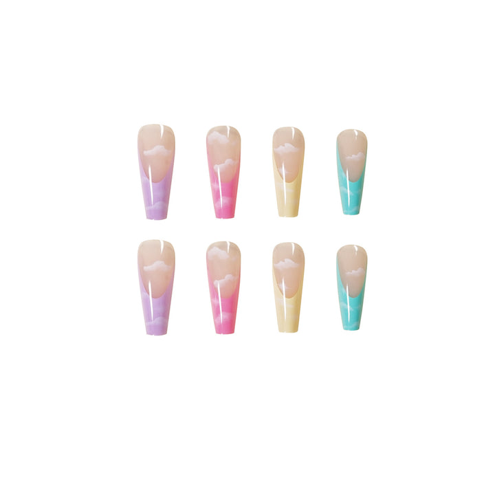 Artistic Acrylic Nails with Cloud Design Stornfield