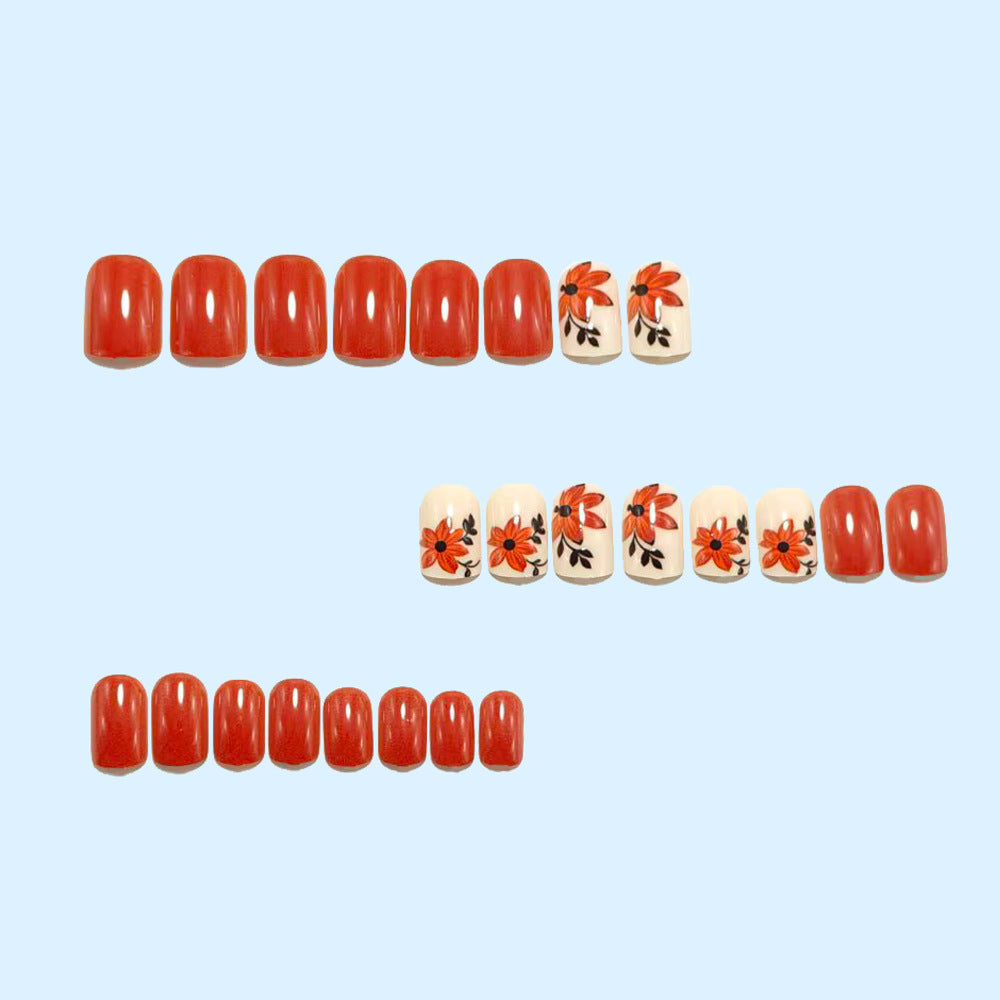 Artificial nails with floral autumn motifs Stornfield