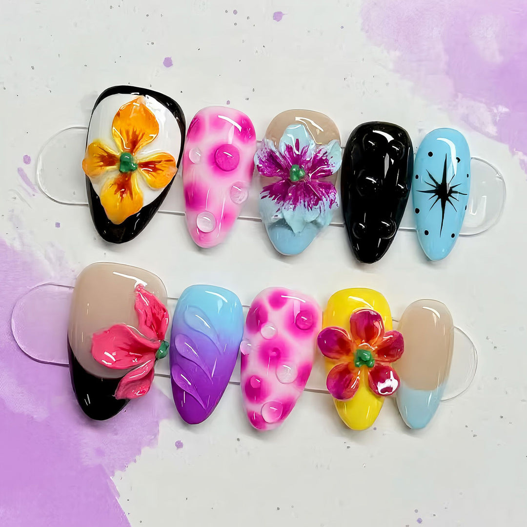 Artistic Floral-Designed Press-On Nail Collection