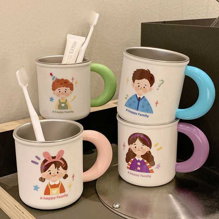 Stainless steel ceramic mug with cheerful family motif Stornfield