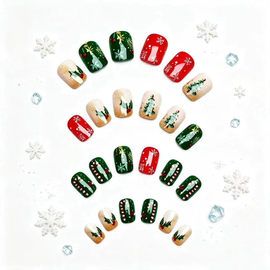 Artificial nails in festive Christmas design Stornfield
