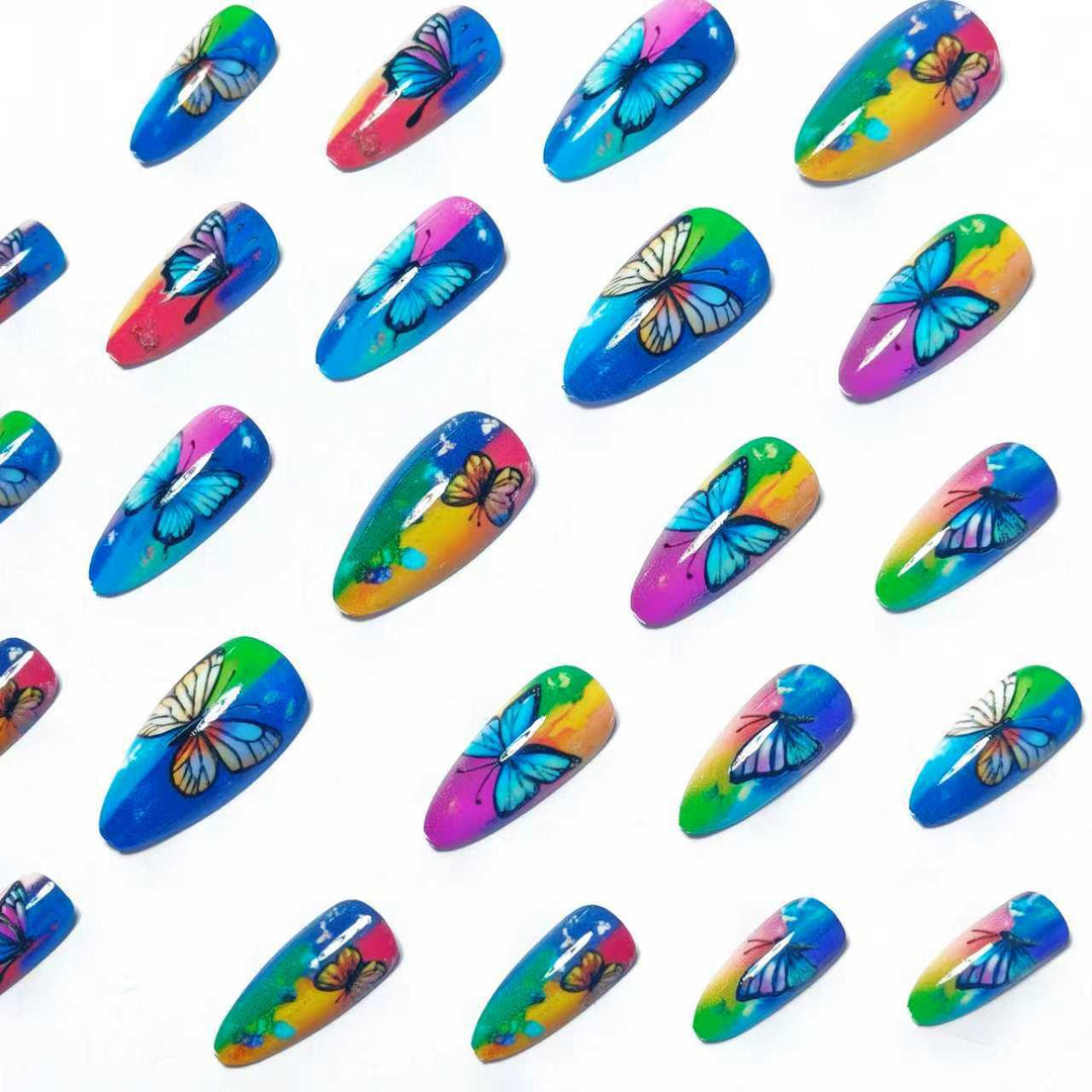 Artificial Nails in Colorful Butterfly Design Stornfield