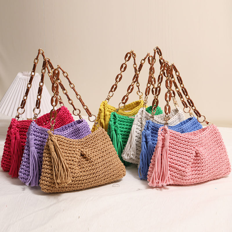 Handcrafted macrame bag with fashionable fringes Stornfield