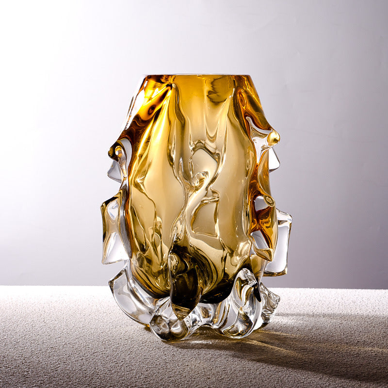 Handcrafted Sculptural Melted-Edge Thick-Glass Centrepiece Vase Stornfield