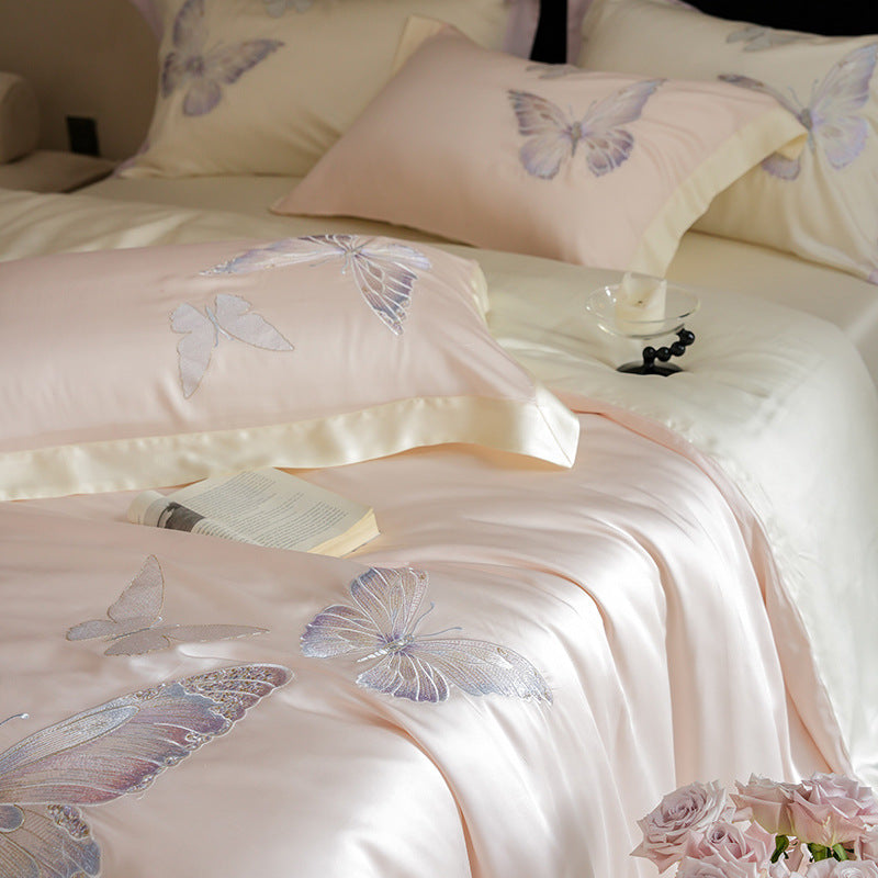 Embroidered Satin Duvet Cover Set