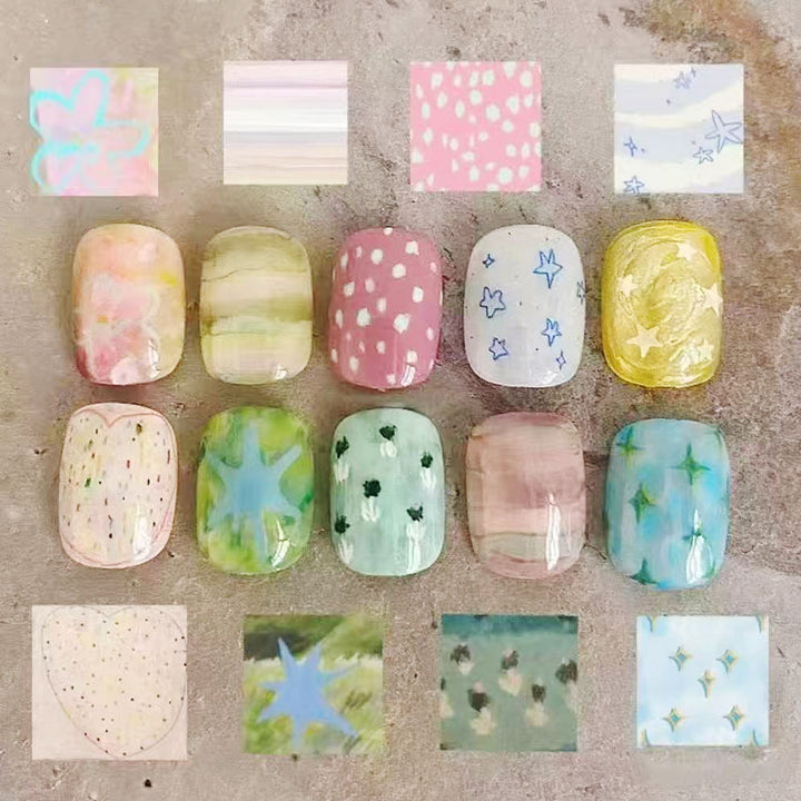 Artistic Cat-Themed Press-On Nail Art Set Stornfield