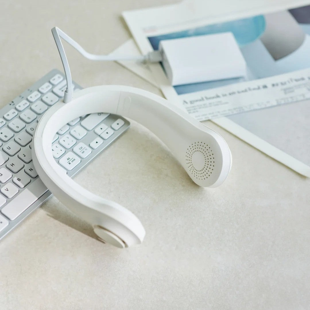 Unisex nan ergonomic neck fan bladeless with rechargeable battery, quiet motor, and adjustable airflow Stornfield
