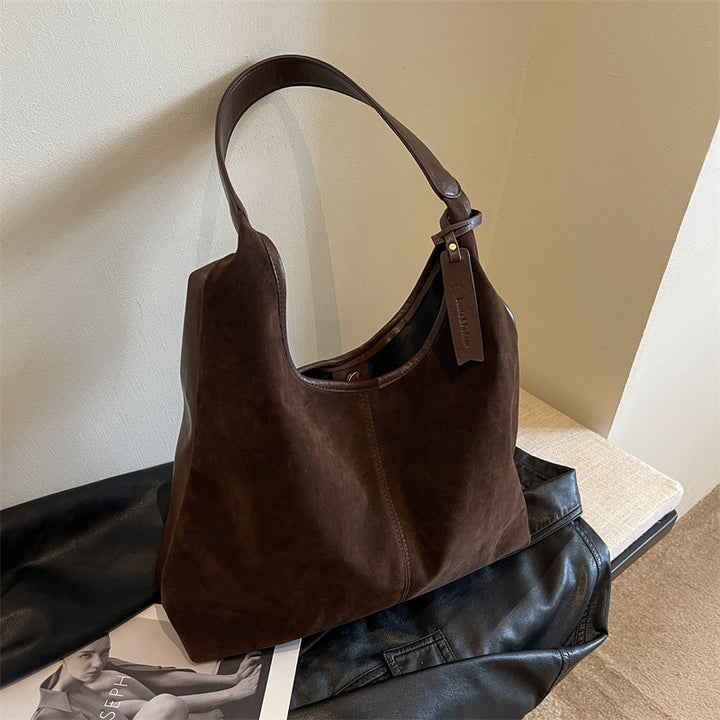 Suede Slouchy Shoulder Bag