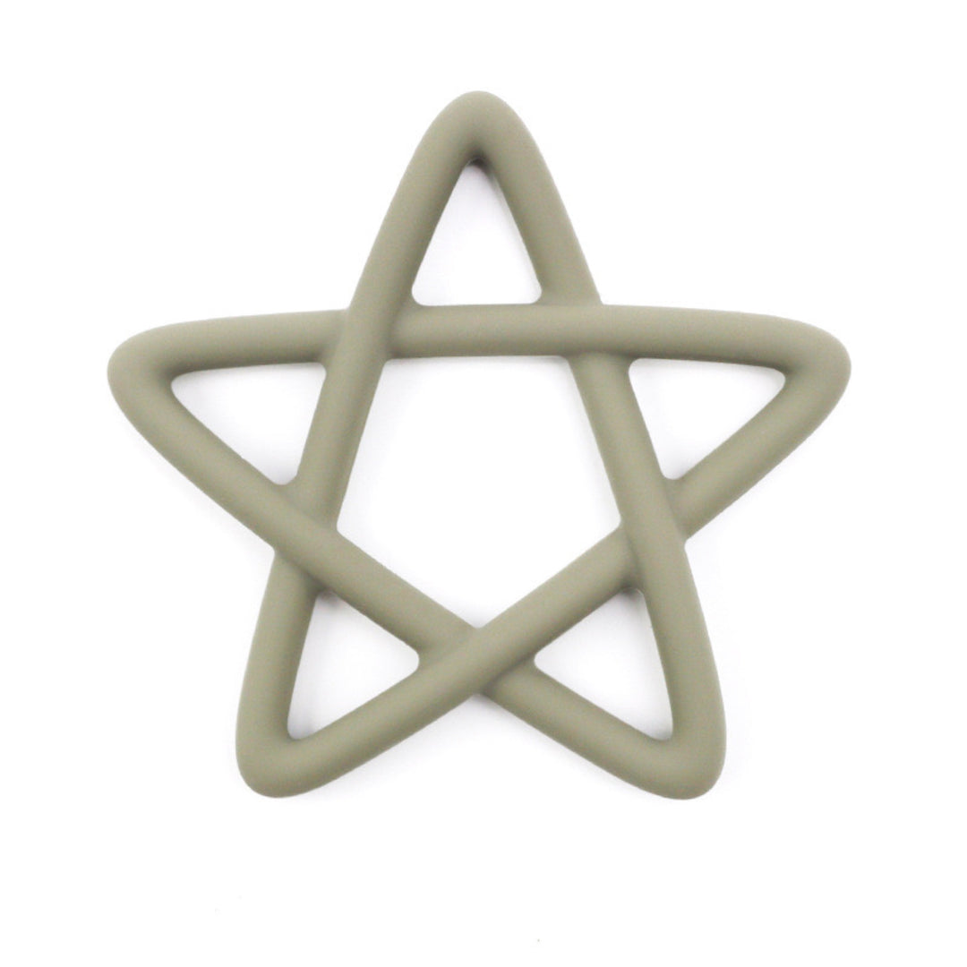 Silicone Star Teething Toy with Wooden Bead Clip