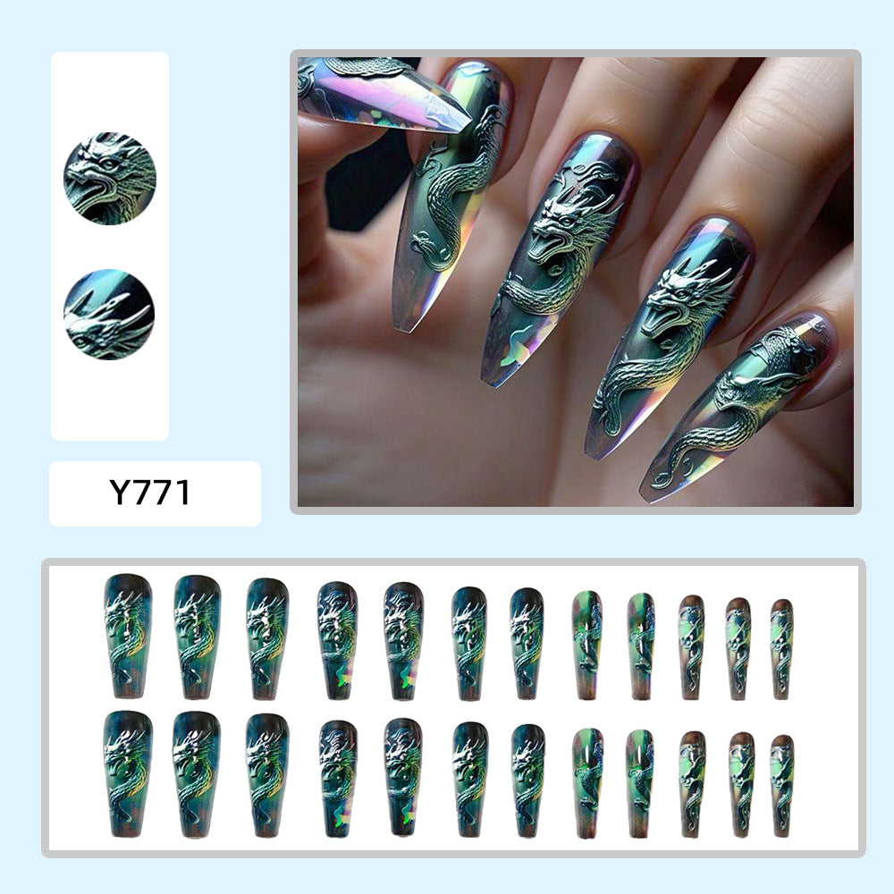 Artificial nails with impressive dragon relief Stornfield