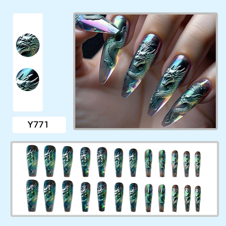 Artificial nails with impressive dragon relief Stornfield