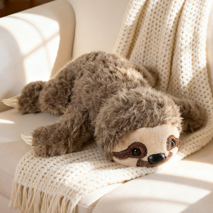 Lifelike Lying Sloth Plush Cushion Toy with Ultra-Soft Faux Fur and Cuddly Filling Stornfield