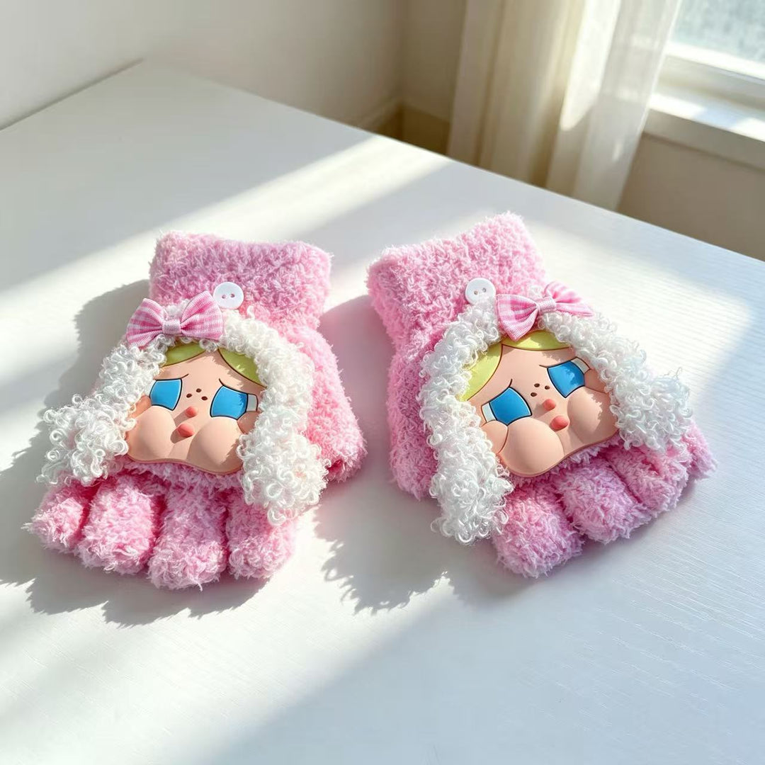 Cute Plush Character Fingerless Gloves Stornfield