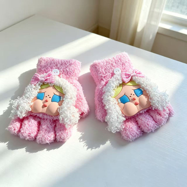 Cute Plush Character Fingerless Gloves Stornfield
