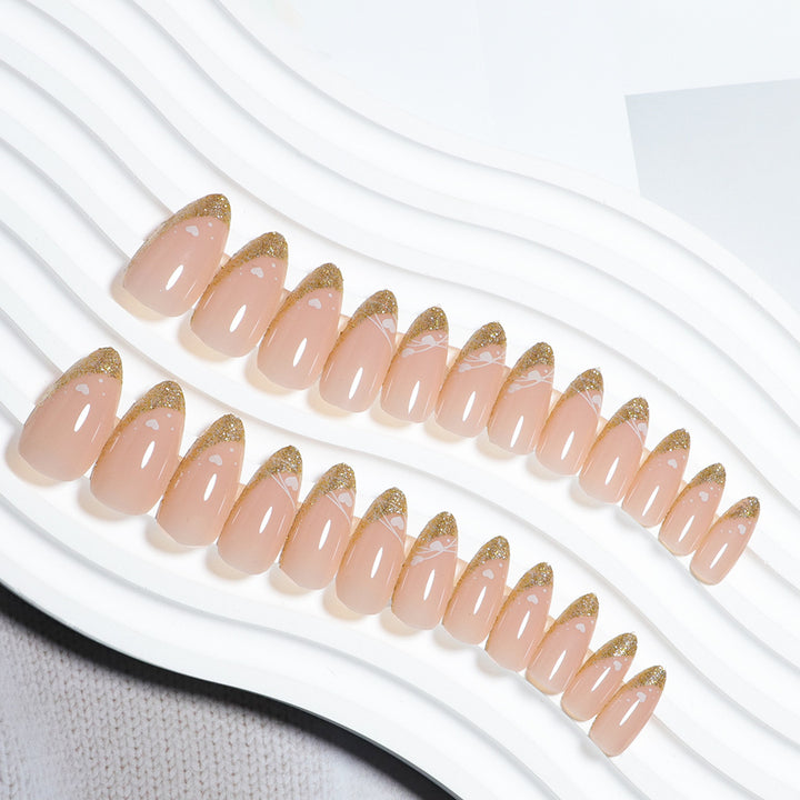 Glitter-Accent Almond-Shape Press-On Nail Set Stornfield