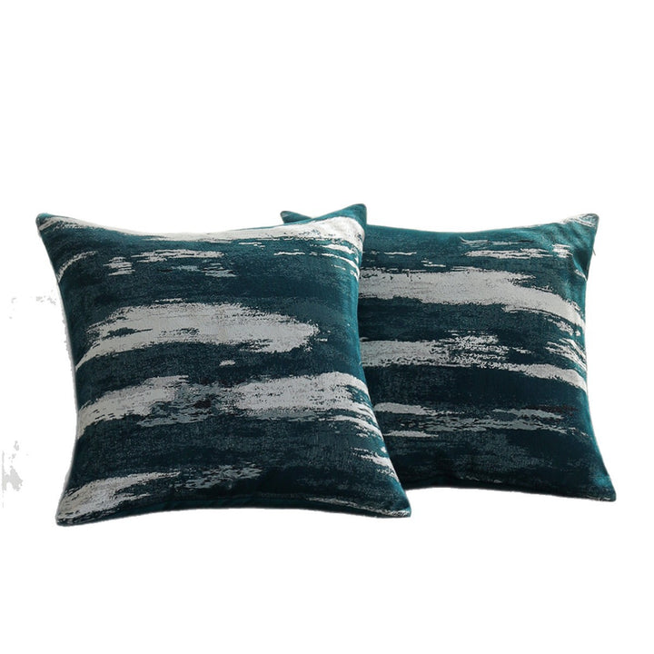 Square velvet cushion cover with abstract brush texture and concealed zipper Stornfield
