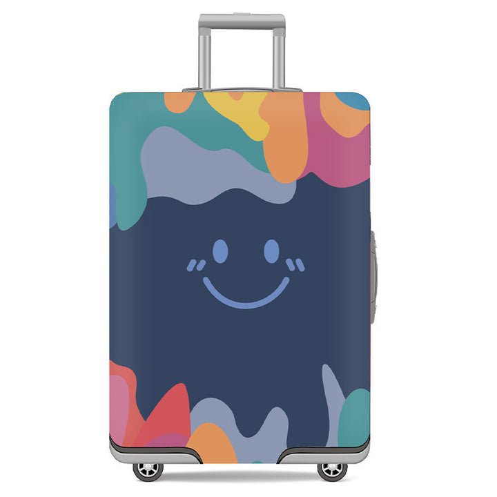 Unisex nan elastic motif suitcase cover made of stretchable polyester with handle and wheel openings Stornfield