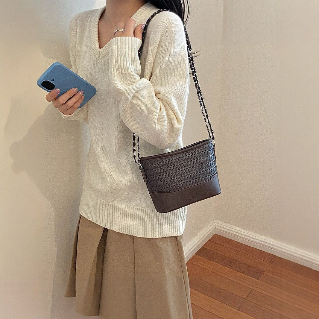 Woven Leather Crossbody Bag