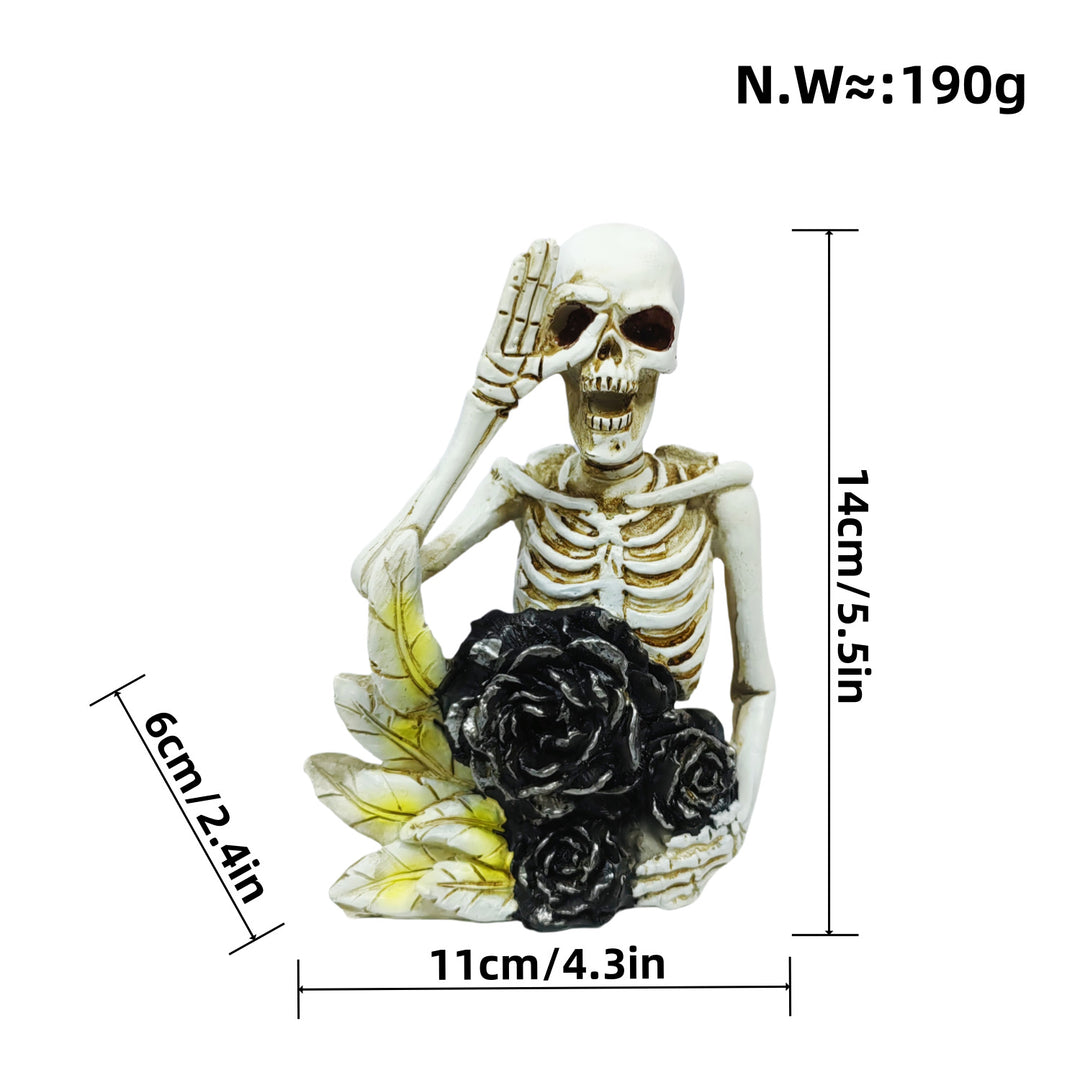 Stylish skeleton figure with top hat and black rose Stornfield